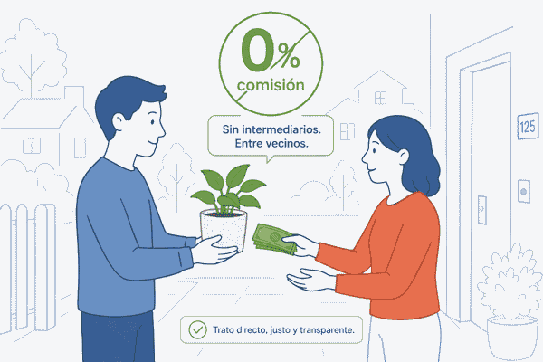 Intercambio entre vecinos con un símbolo de cero comisiones